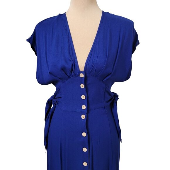 Forever 21 Size XS Indigo Blue Button Front Midi Dress, NEW with Tag - Picture 4 of 16